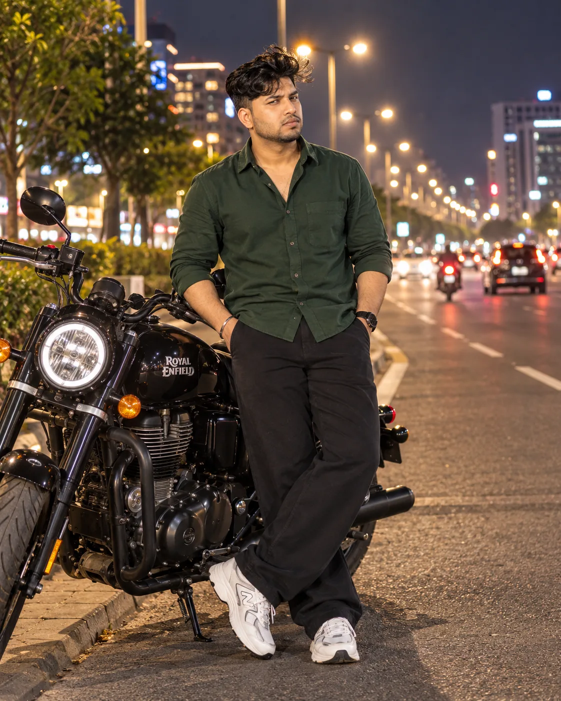 Midnight Motorcycle Portrait