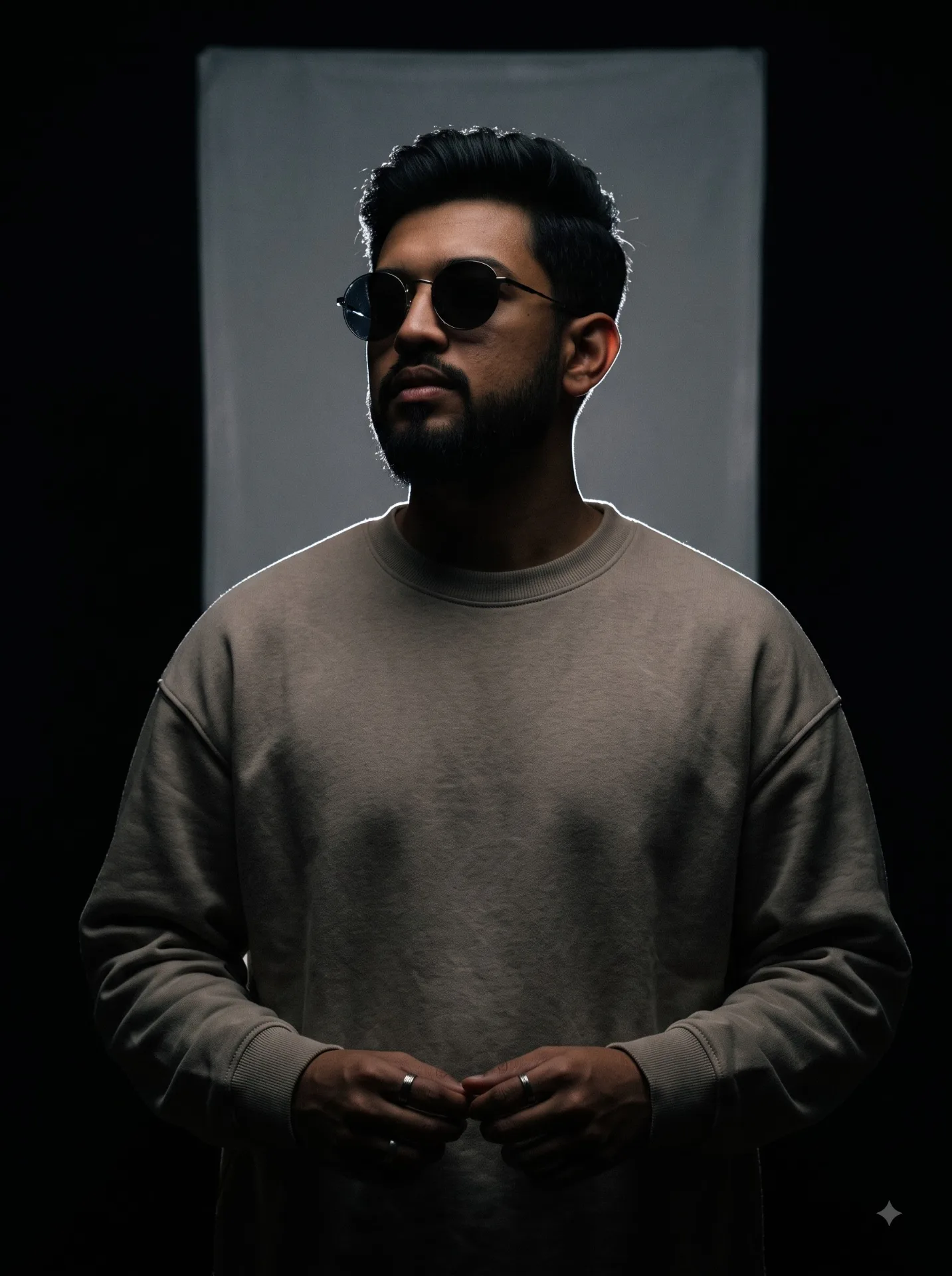 Ultra-realistic cinematic low-key portrait