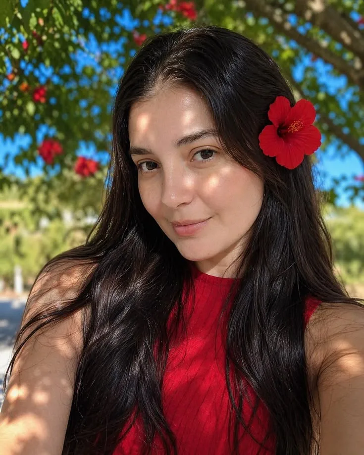 Red Hibiscus Summer Portrait 🌺❤️