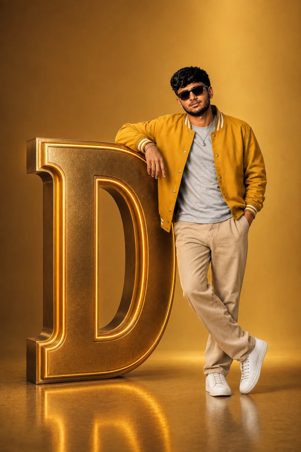 Cinematic 3D Letter D Portrait  Strict