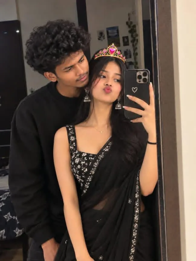 Playful Couple Mirror Selfie