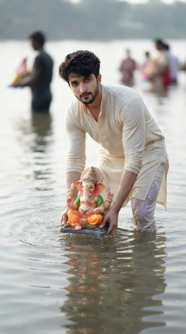 Ganesha Visarjan in River