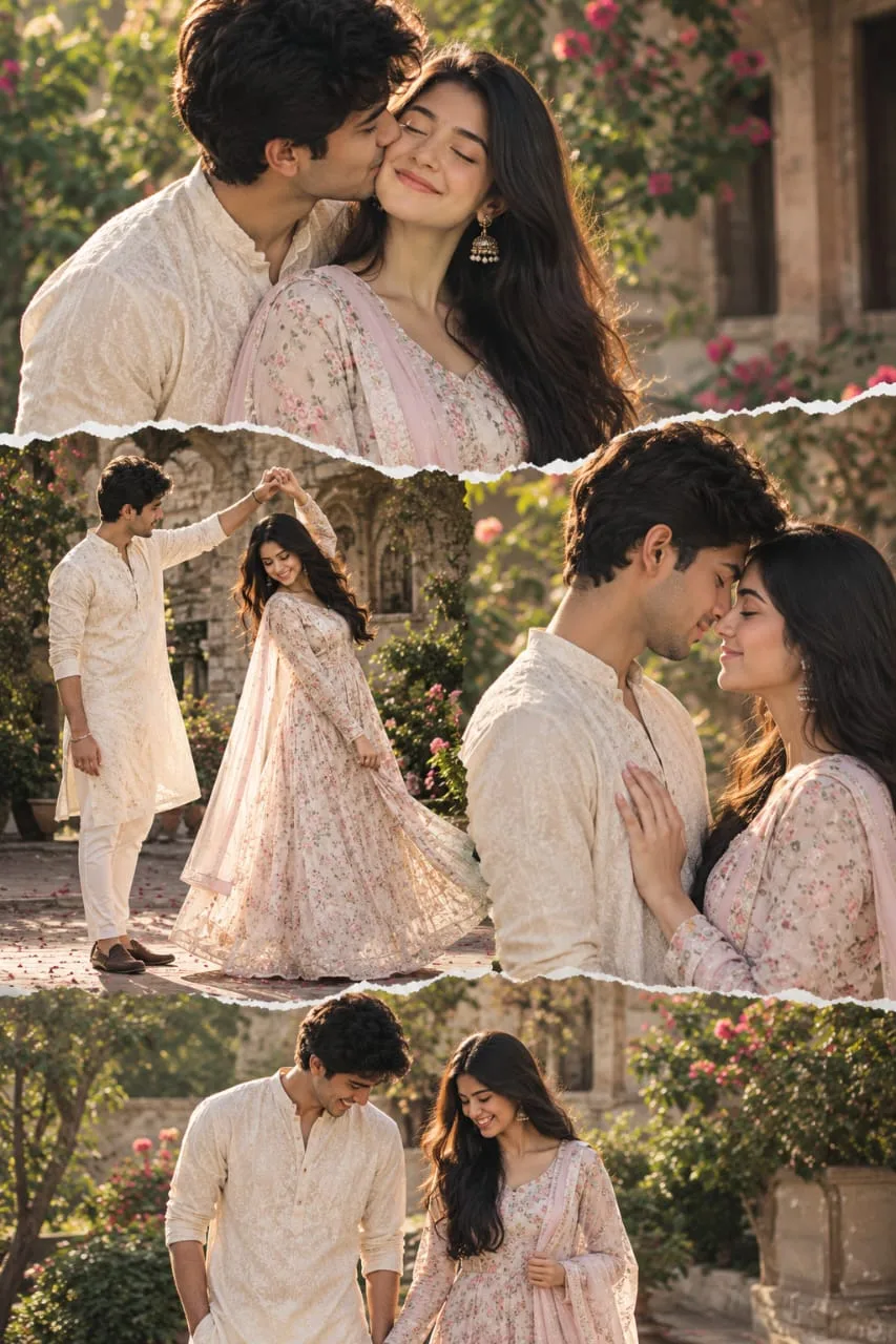 Romantic Garden Love Story Collage