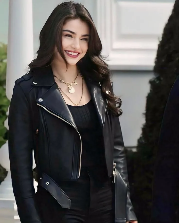 Chic Black Leather Jacket Portrait