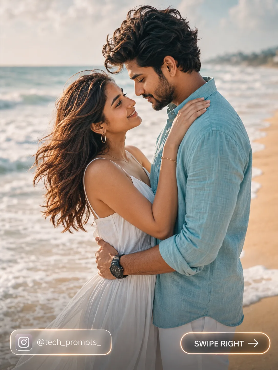 romantic candid beach couple portrait