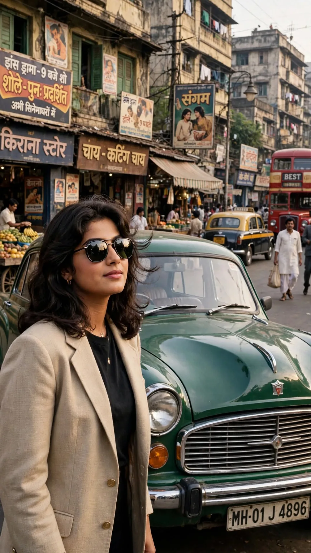 1980s Bombay Hero - Beige Blazer Retro Portrait