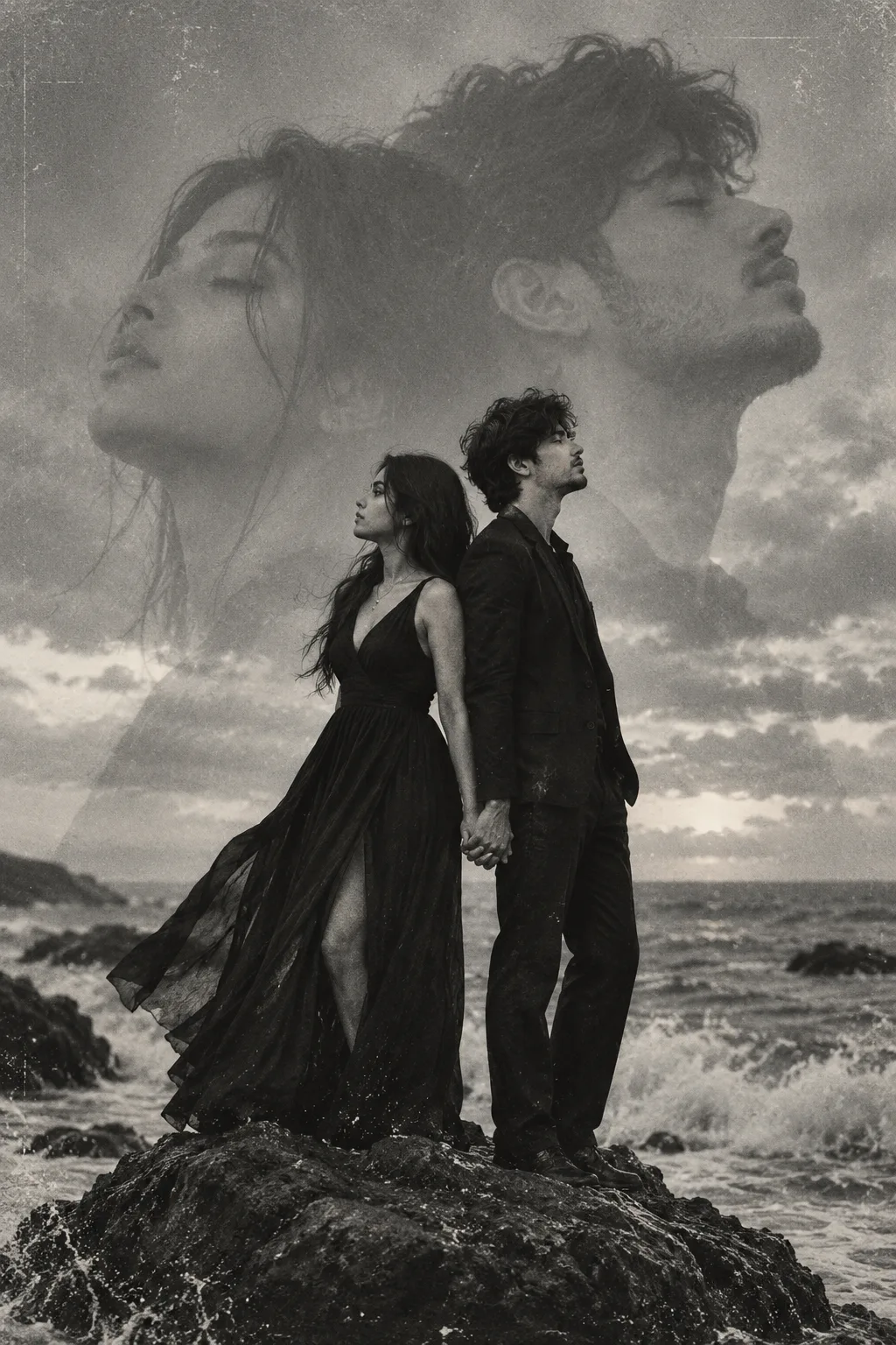 Ultra realistic cinematic black and white couple portrait