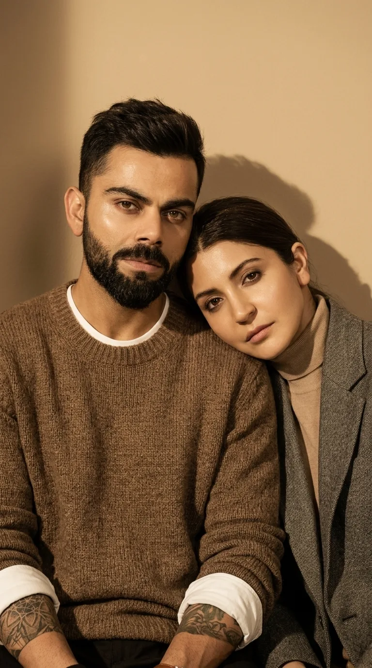 🤎✨ Korean Editorial Couple Portrait – Warm Studio Fashion Photography