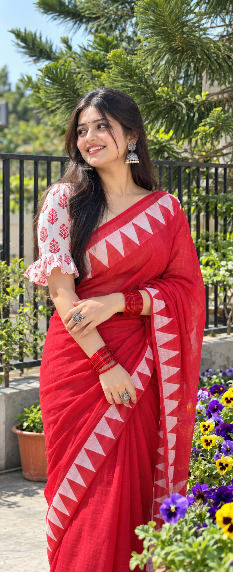 Red and White Saree Photoshoot Ideas for Women | Elegant Indian Traditional Look