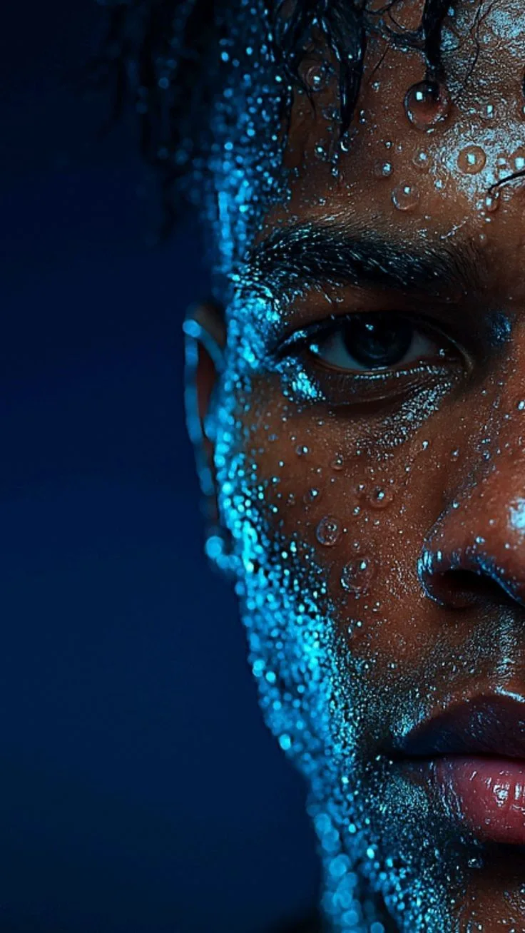 Neon Blue Wet Face Trend