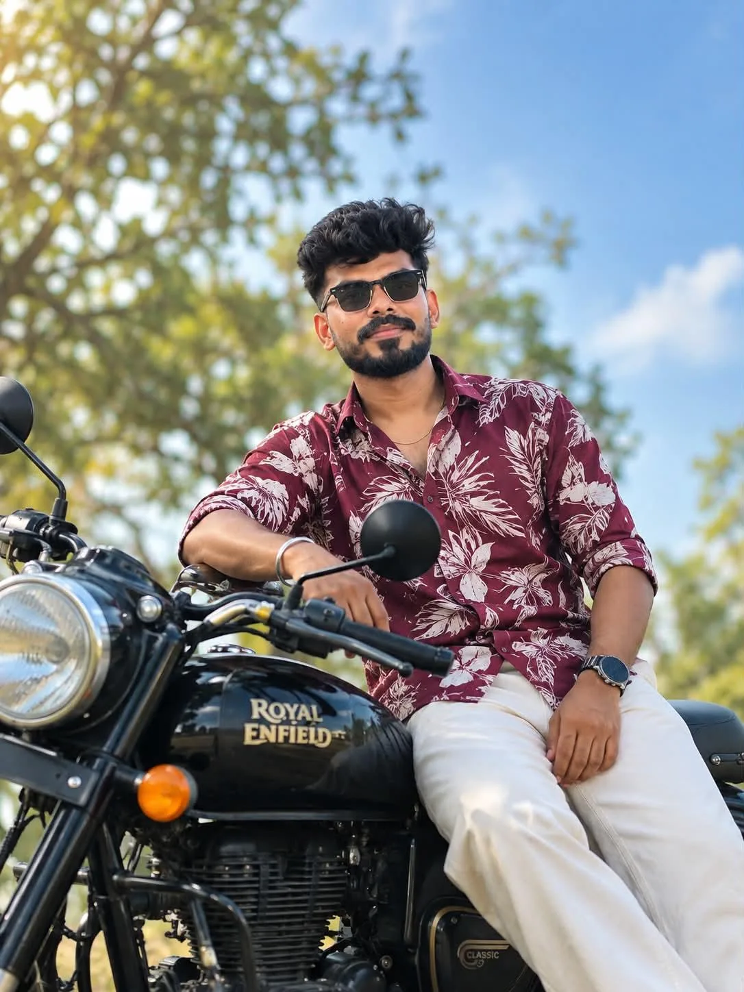 Royal Enfield Rider 🖤 | Stylish Outdoor Men’s Portrait | Cinematic Vibes