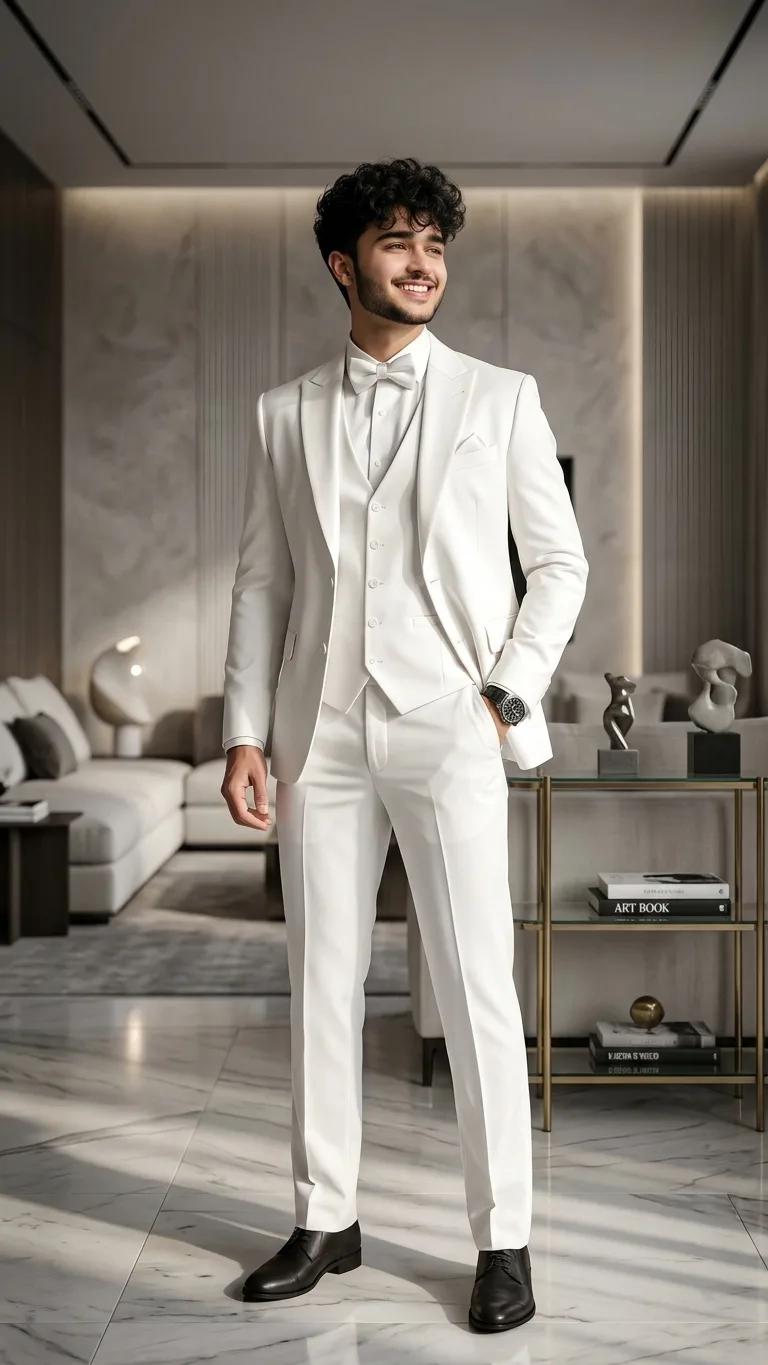 White Suit Pose