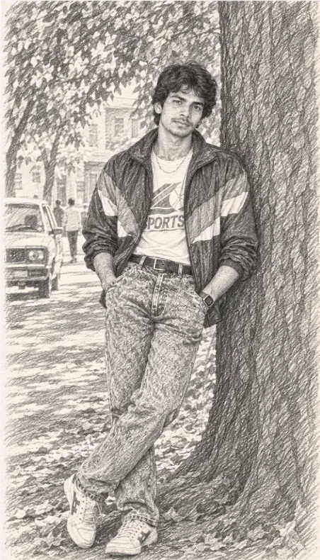 Vintage Graphite Pencil Sketch Portrait