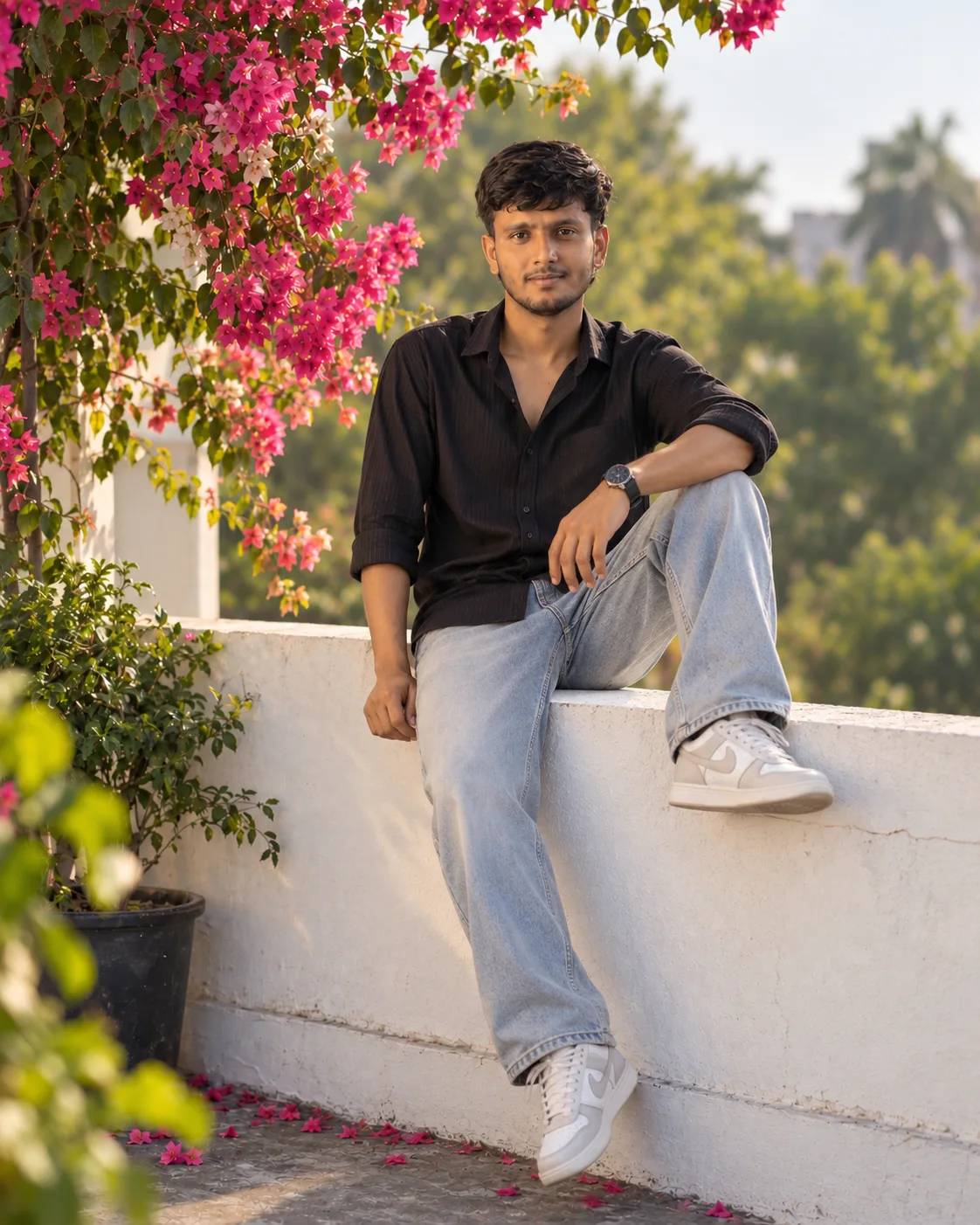 Cinematic Rooftop Portrait — Pose Change Prompt