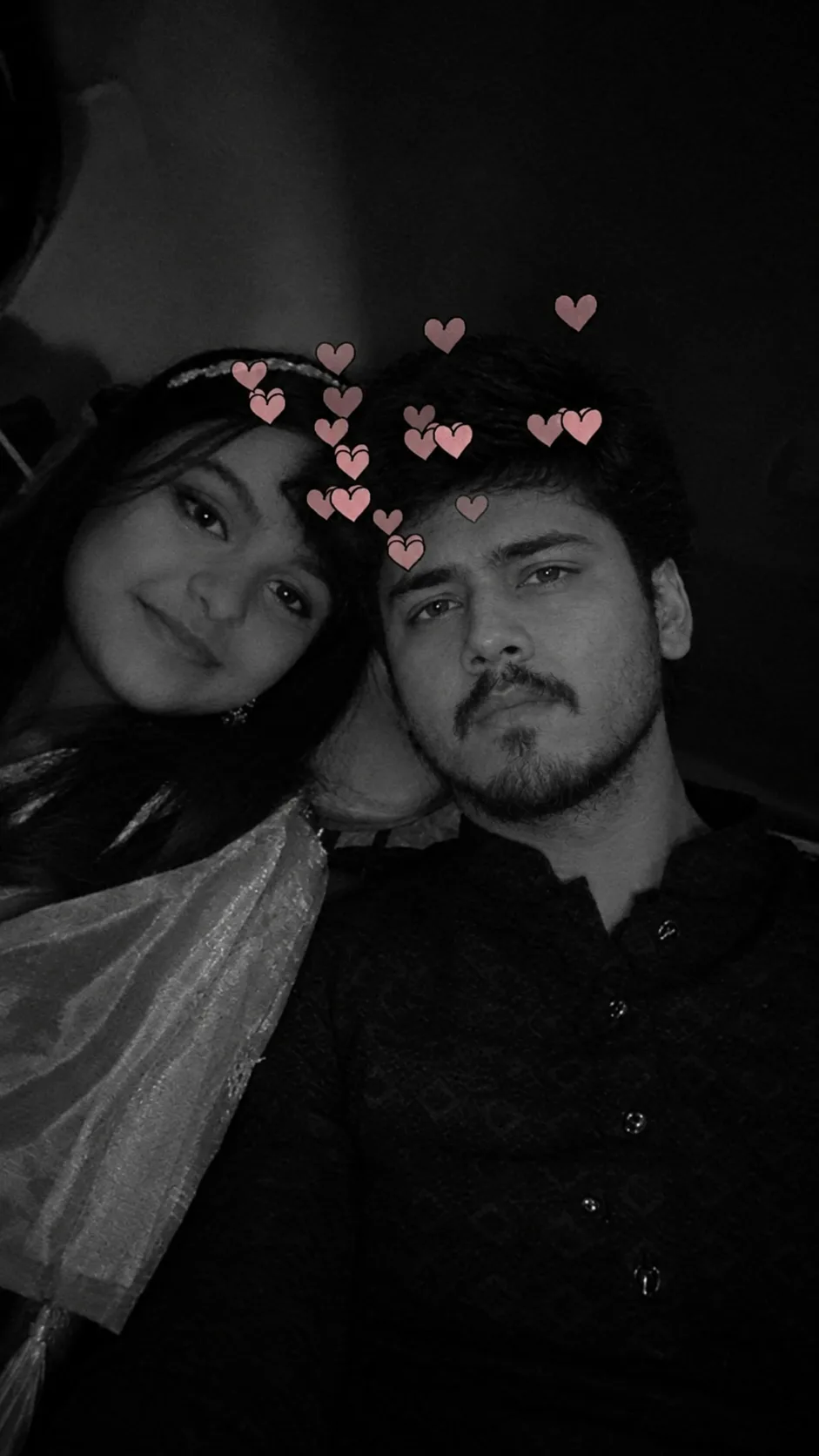 Black & White Hearts — Intimate Couple Selfie