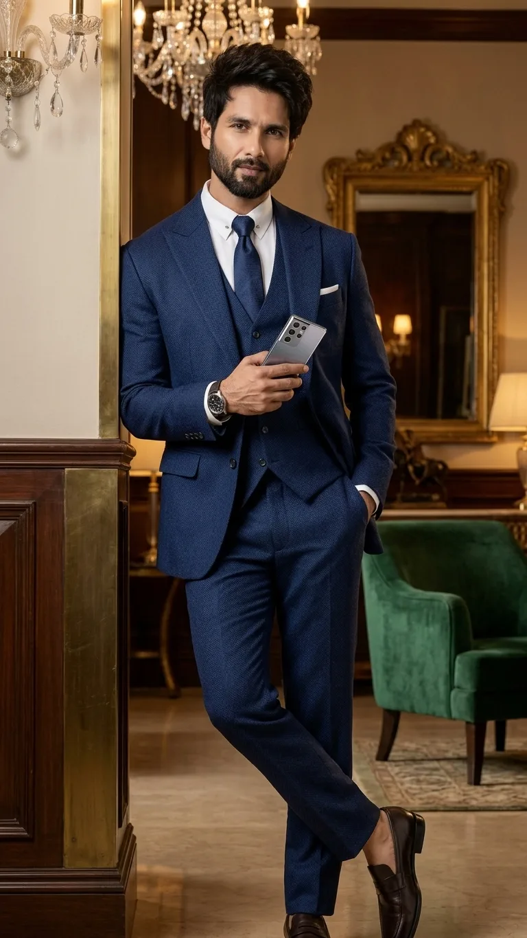 Luxurious Royal Blue Three Piece Suit Portrait