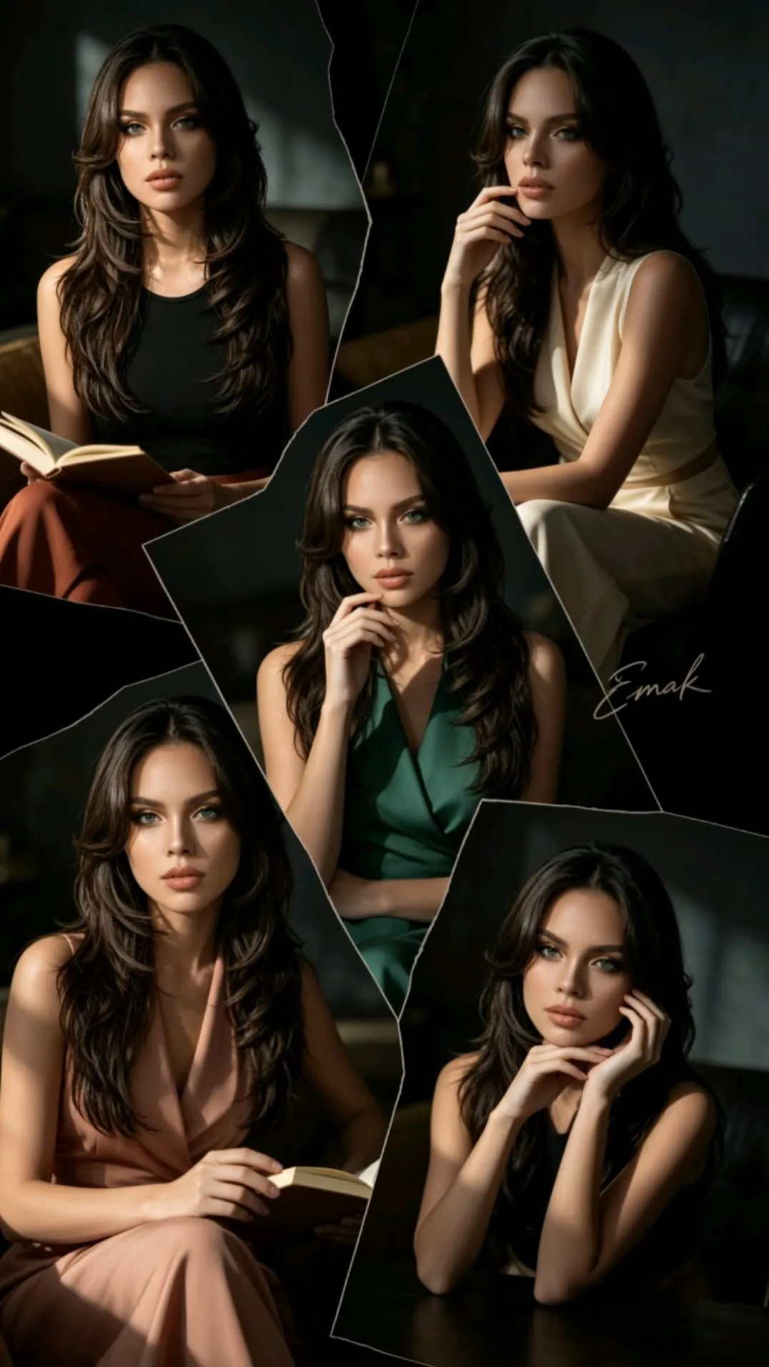 Multi-Pose Photo Collage Layout with Elegant Portraits