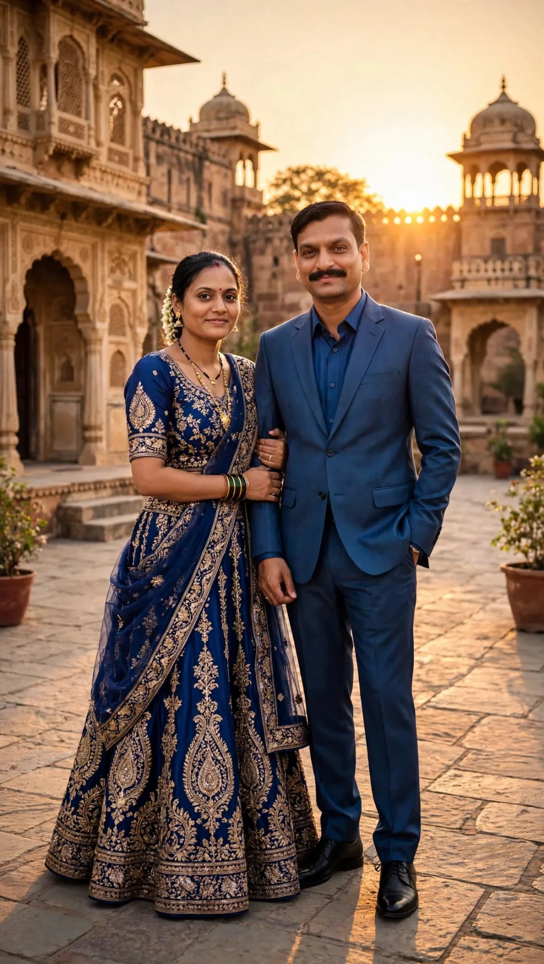 Royal Indian Couple - Golden Hour Archway Walk