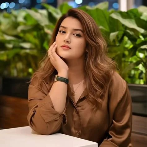 Elegant Satin Cafe Portrait