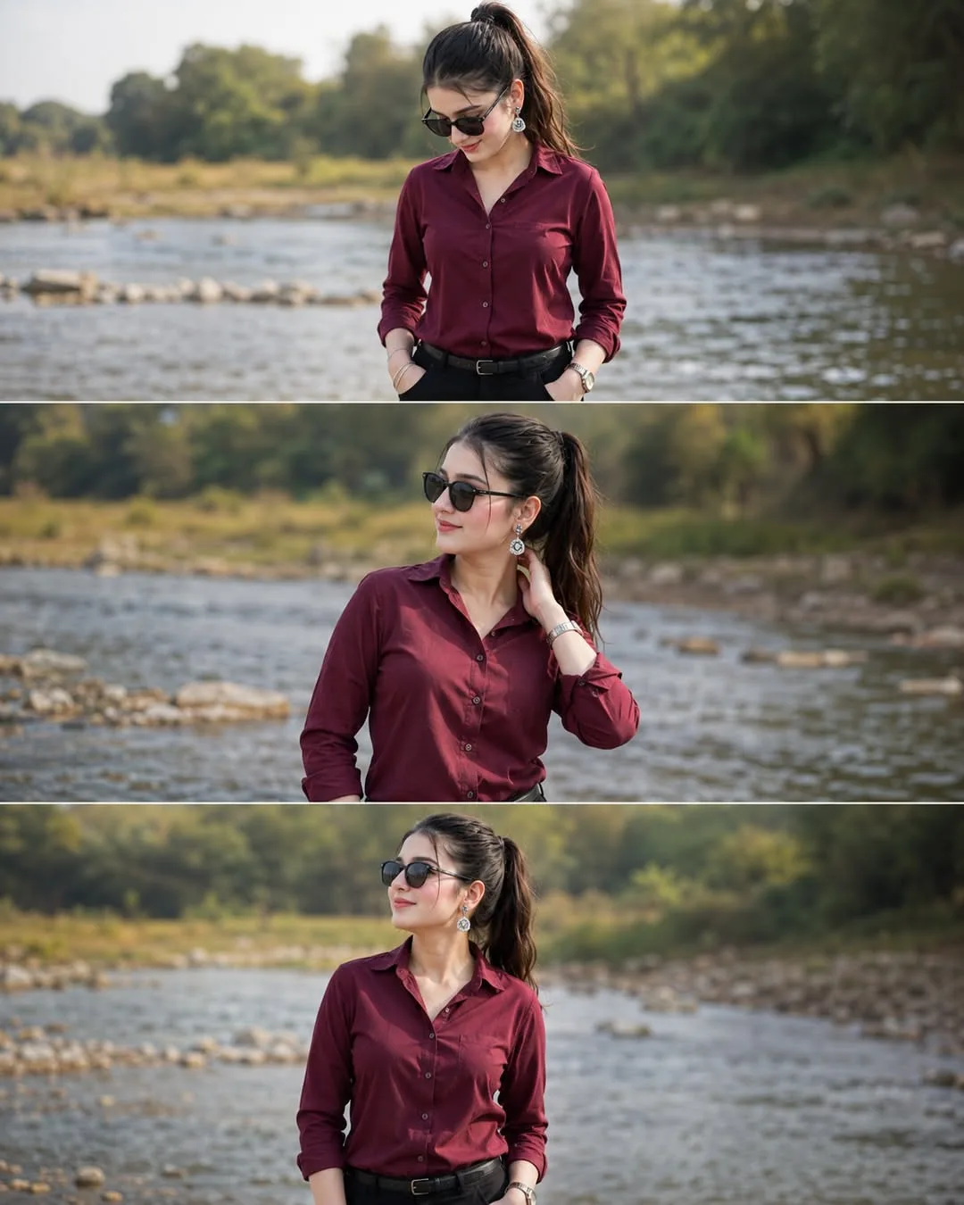 The Riverbank Collage: Three Moods of Elegance