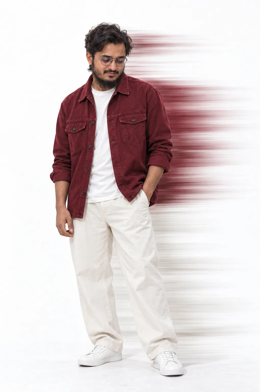 Ultra Realistic Burgundy Motion-Smear Fashion Portrait with Exact Face Identity Lock
