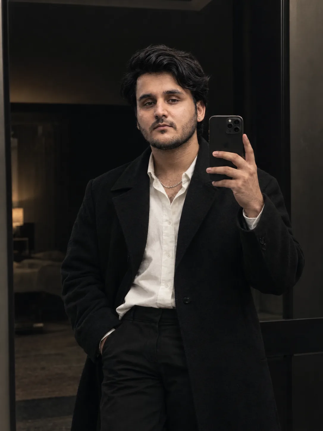 realistic dark aesthetic mirror portrait