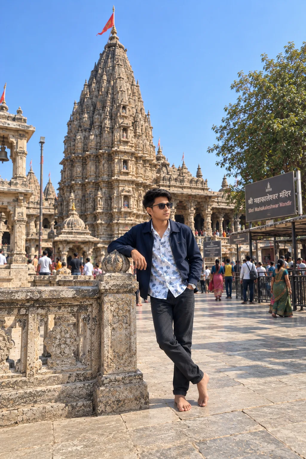 Exact AI Image Prompt — Barefoot Temple Travel Portrait