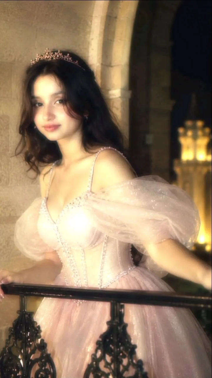 Enchanted Princess in a Candlelit Castle
