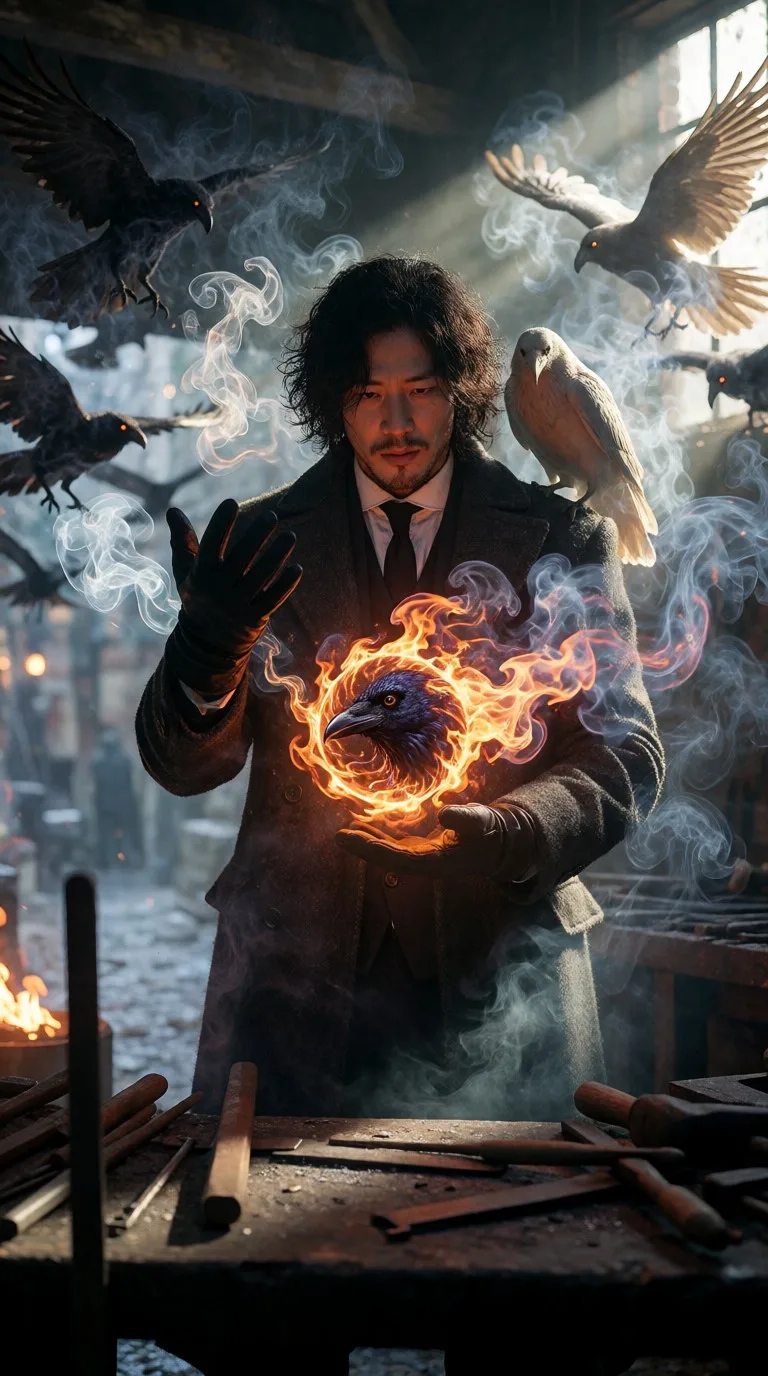 Raven Magician in the Forge