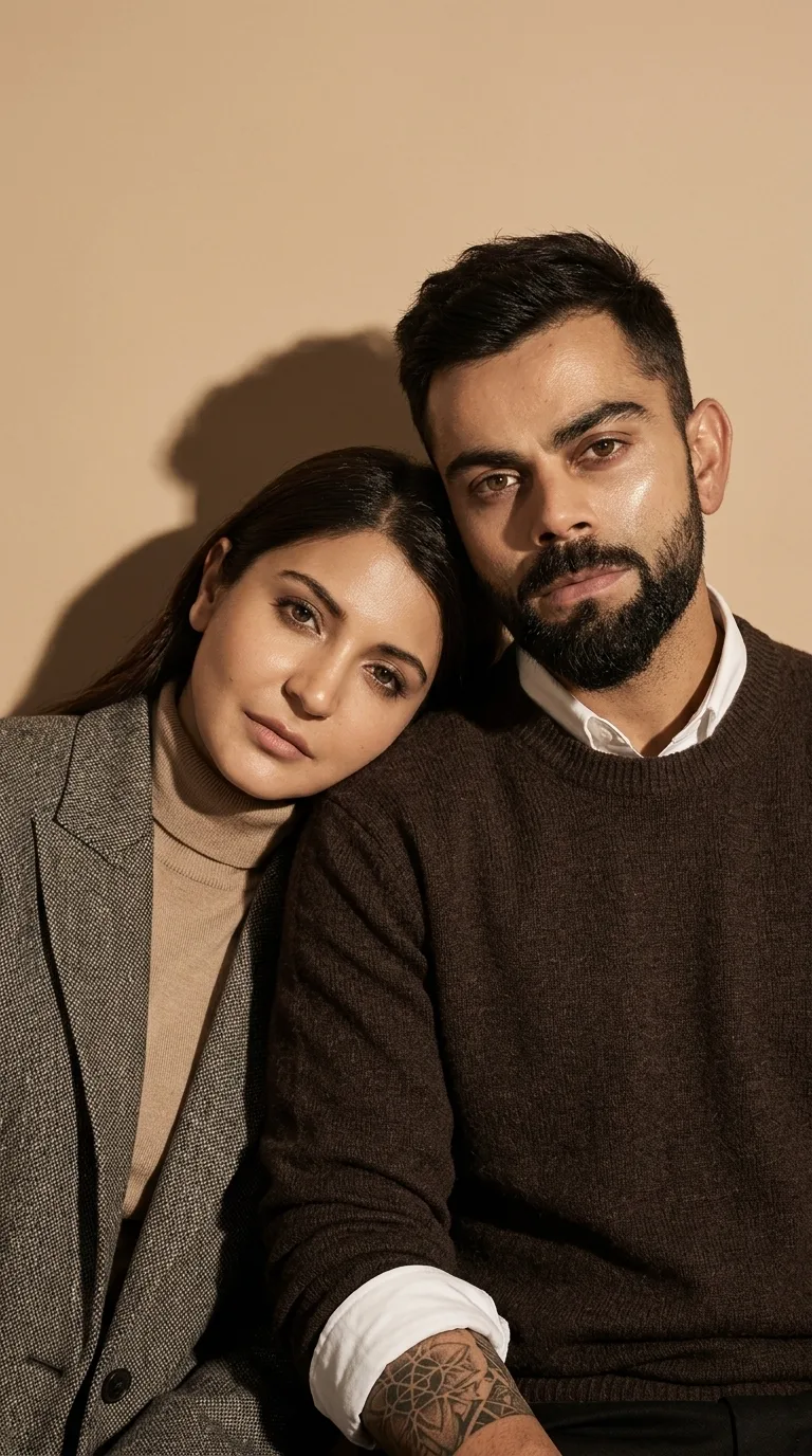 🤎✨ Korean Editorial Couple Portrait – Warm Studio Fashion Photography