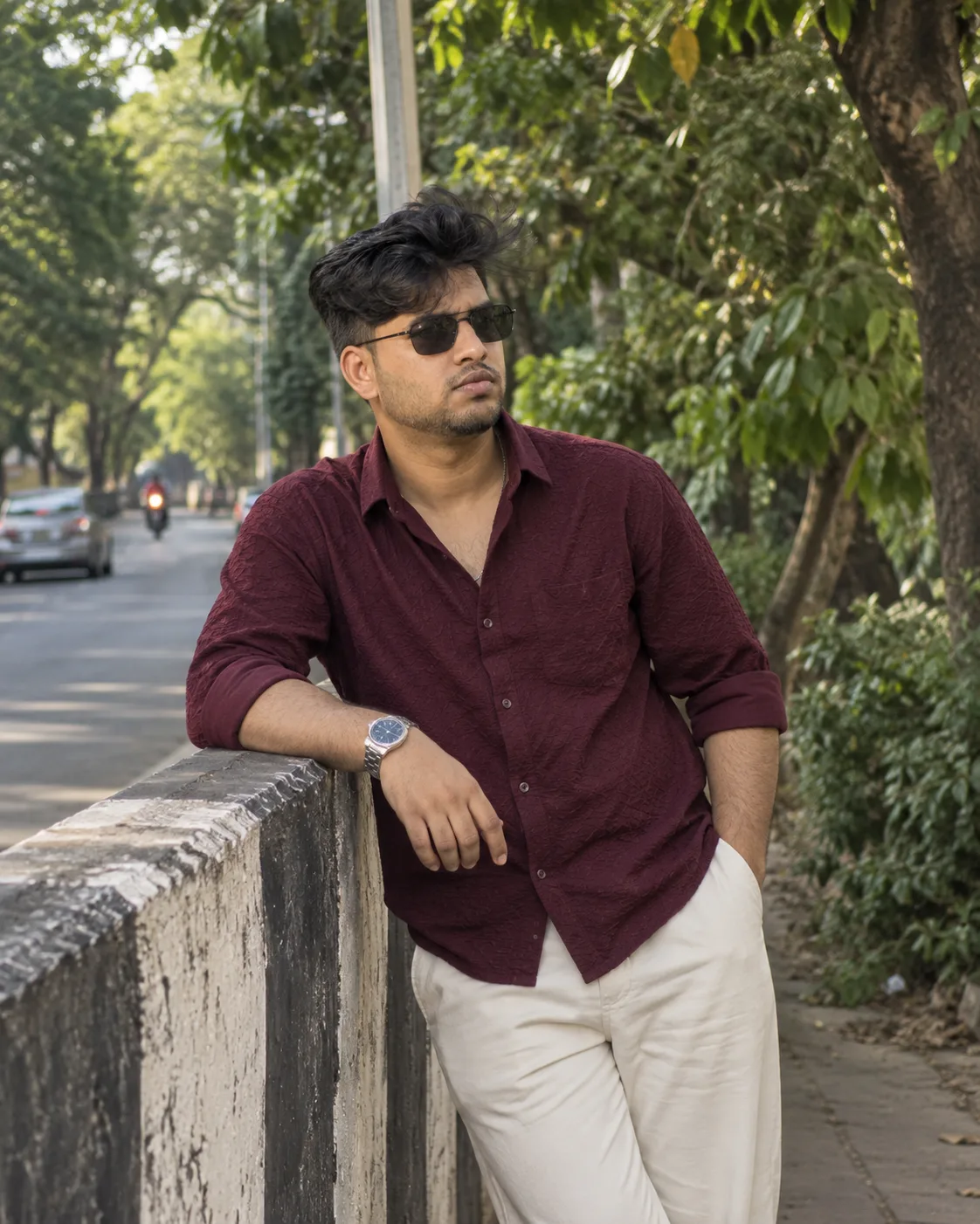 Maroon Shirt Street Portrait