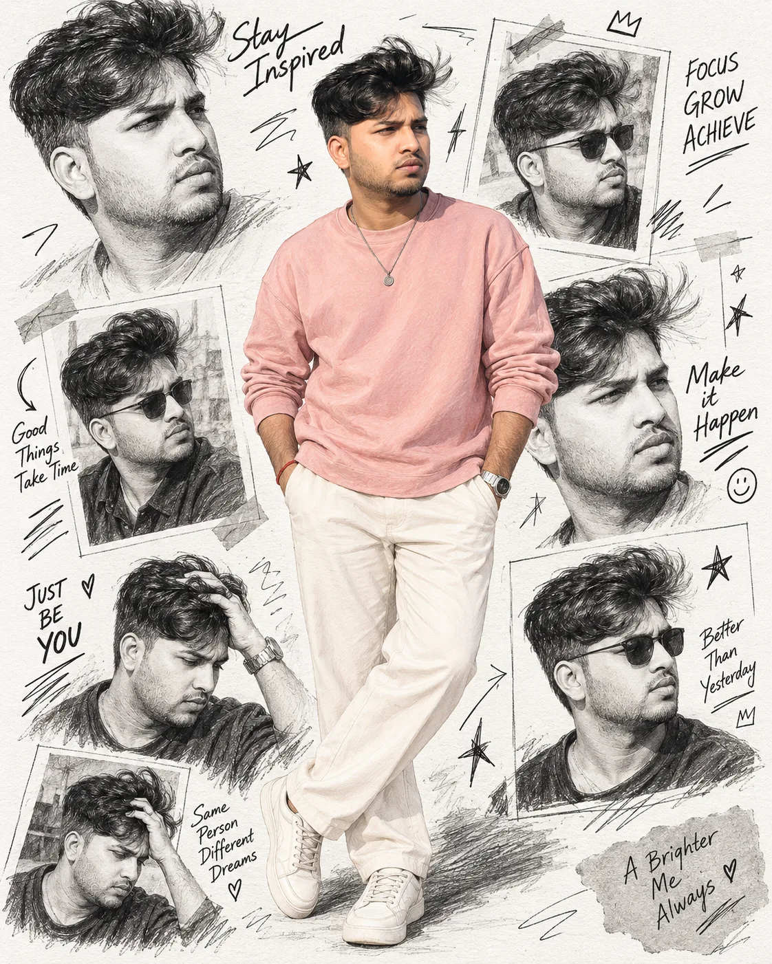 Hand-Drawn Fashion Portrait Collage