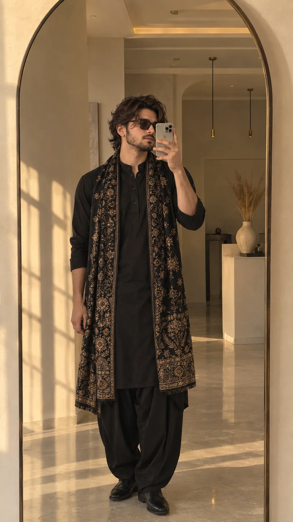Warm Arched Mirror Fashion Selfie