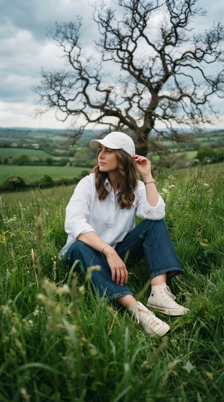 Nature fashion portrait prompt of a young woman