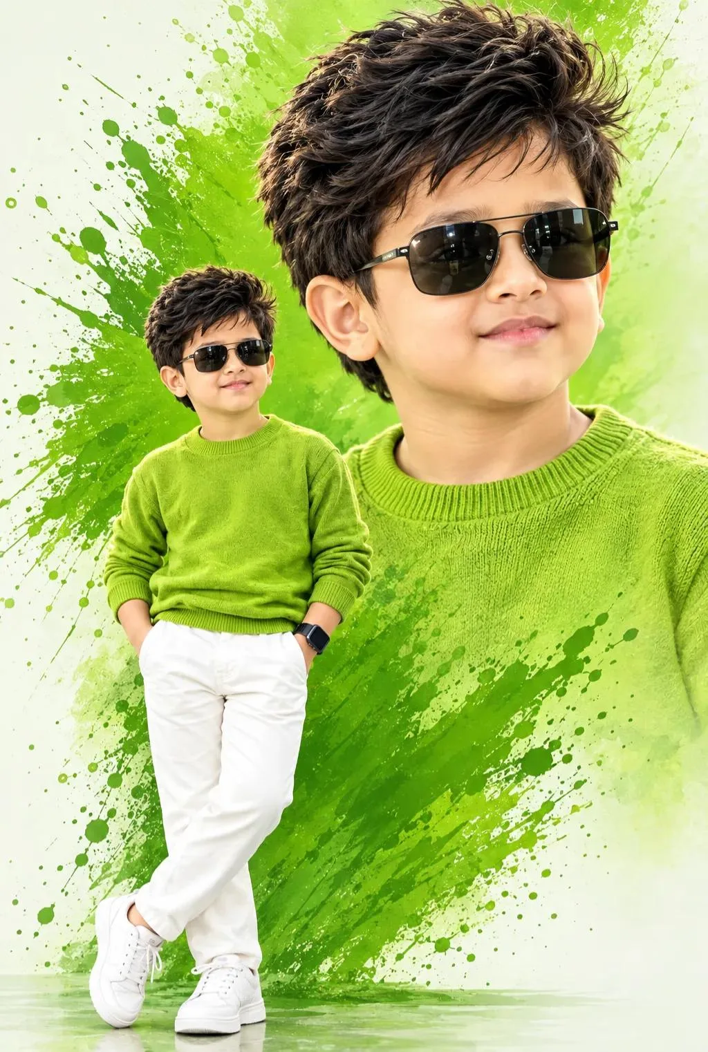 ultra-realistic luxury kids fashion editorial.