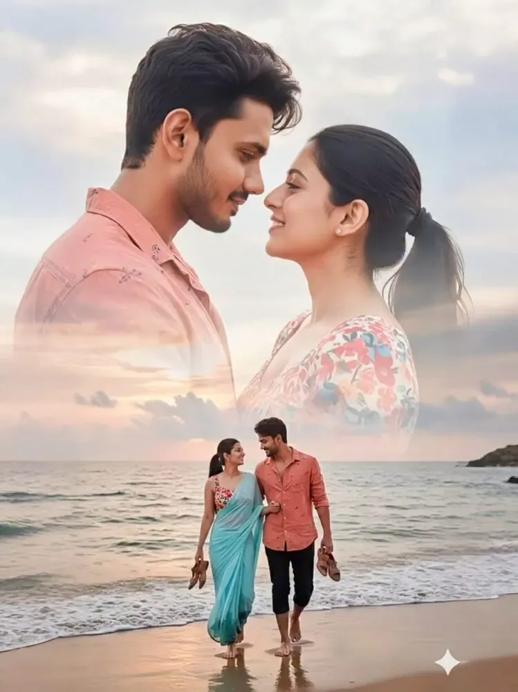romantic beach couple photoshoot