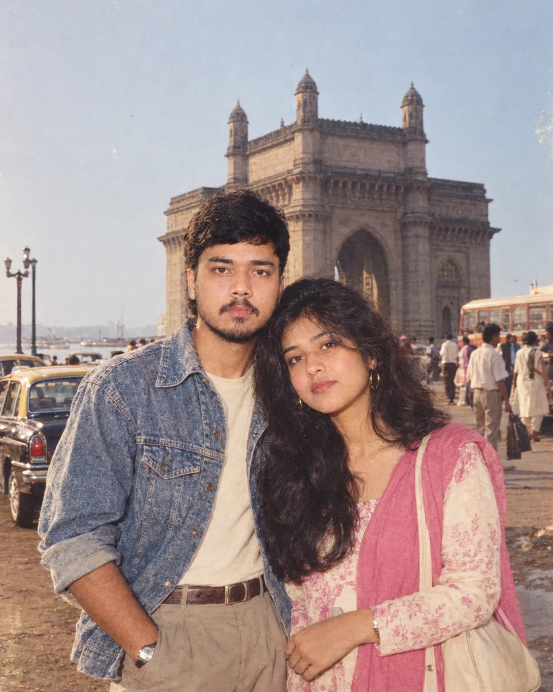 Ultra realistic 90s retro couple portrait