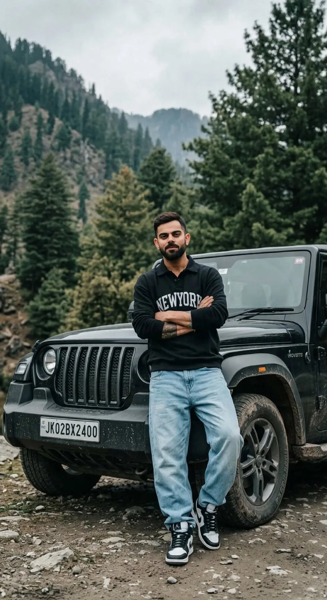 Mountain Jeep Photoshoot Portrait - Cinematic Style