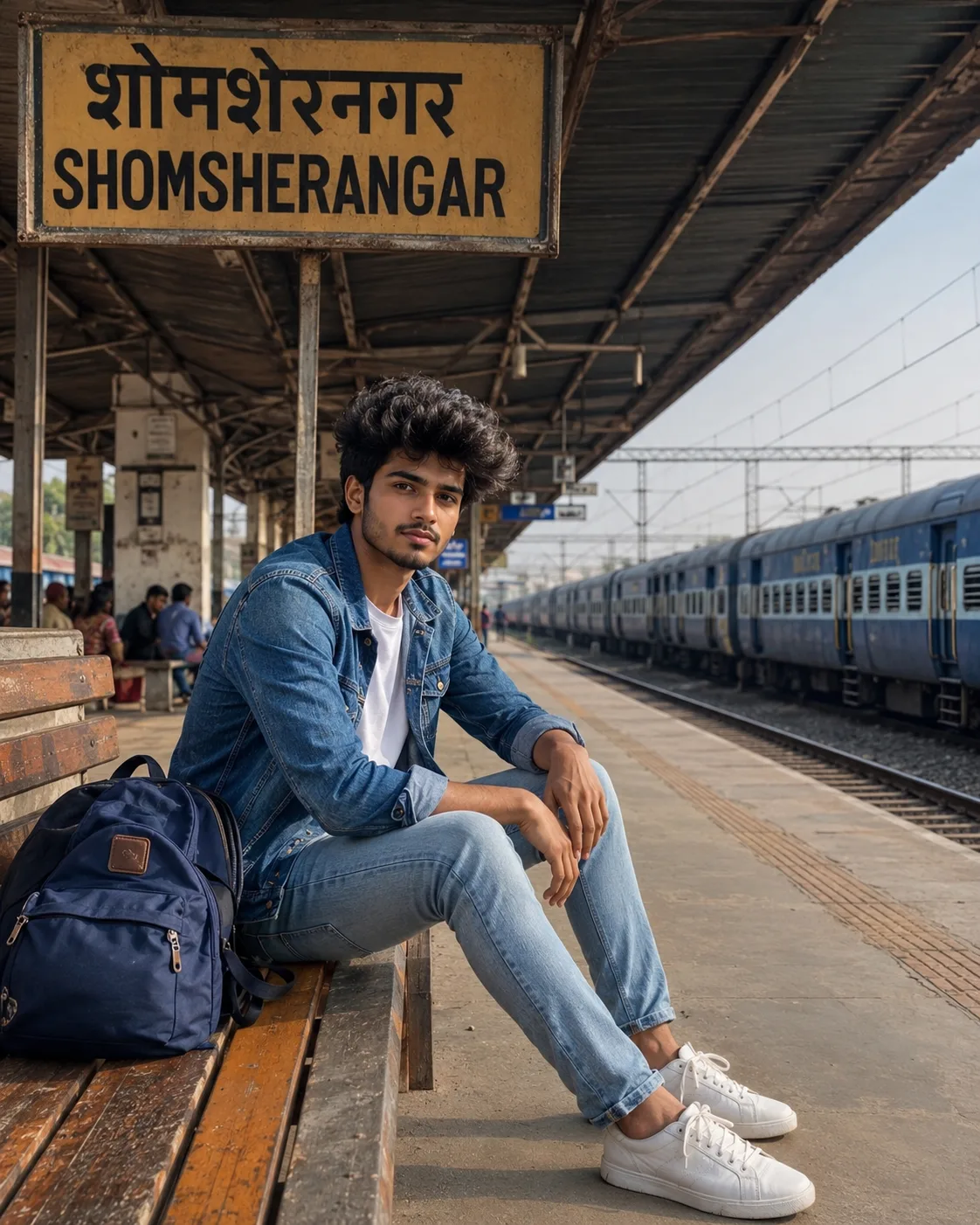 Realistic Railway Station Travel Portrait Prompt