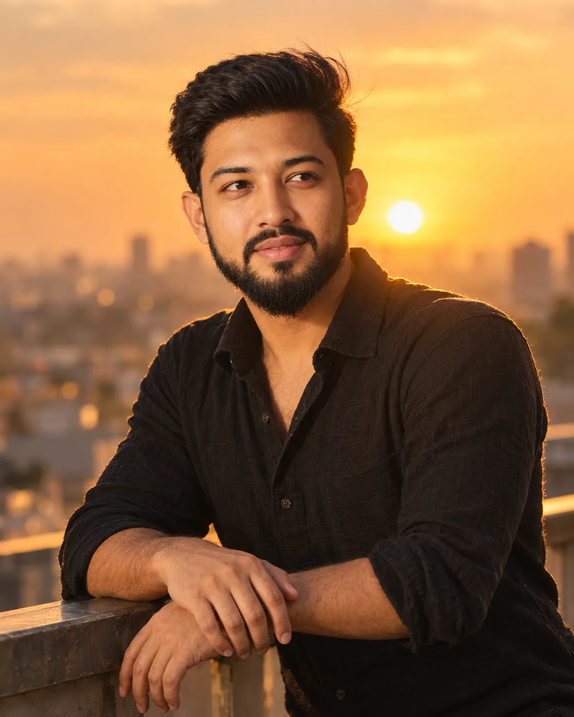 Cinematic golden-hour portrait