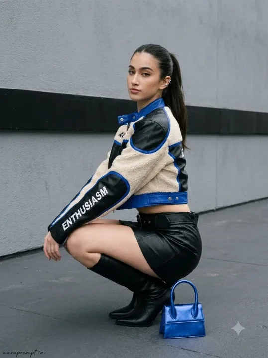 Jacket Crouching Pose Gemini AI Prompt