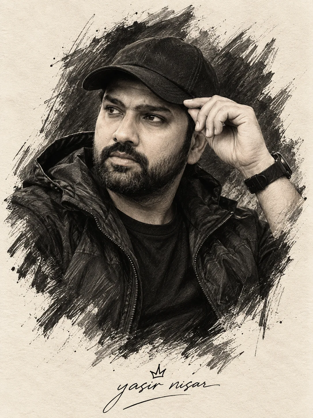 Charcoal Noir — Rohit Sharma Editorial Portrait
