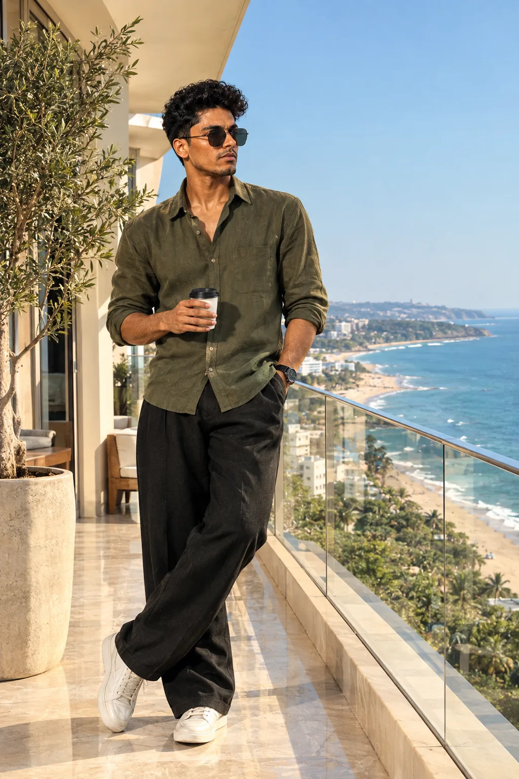 Ultra realistic luxury lifestyle fashion potrait of a handsome young man