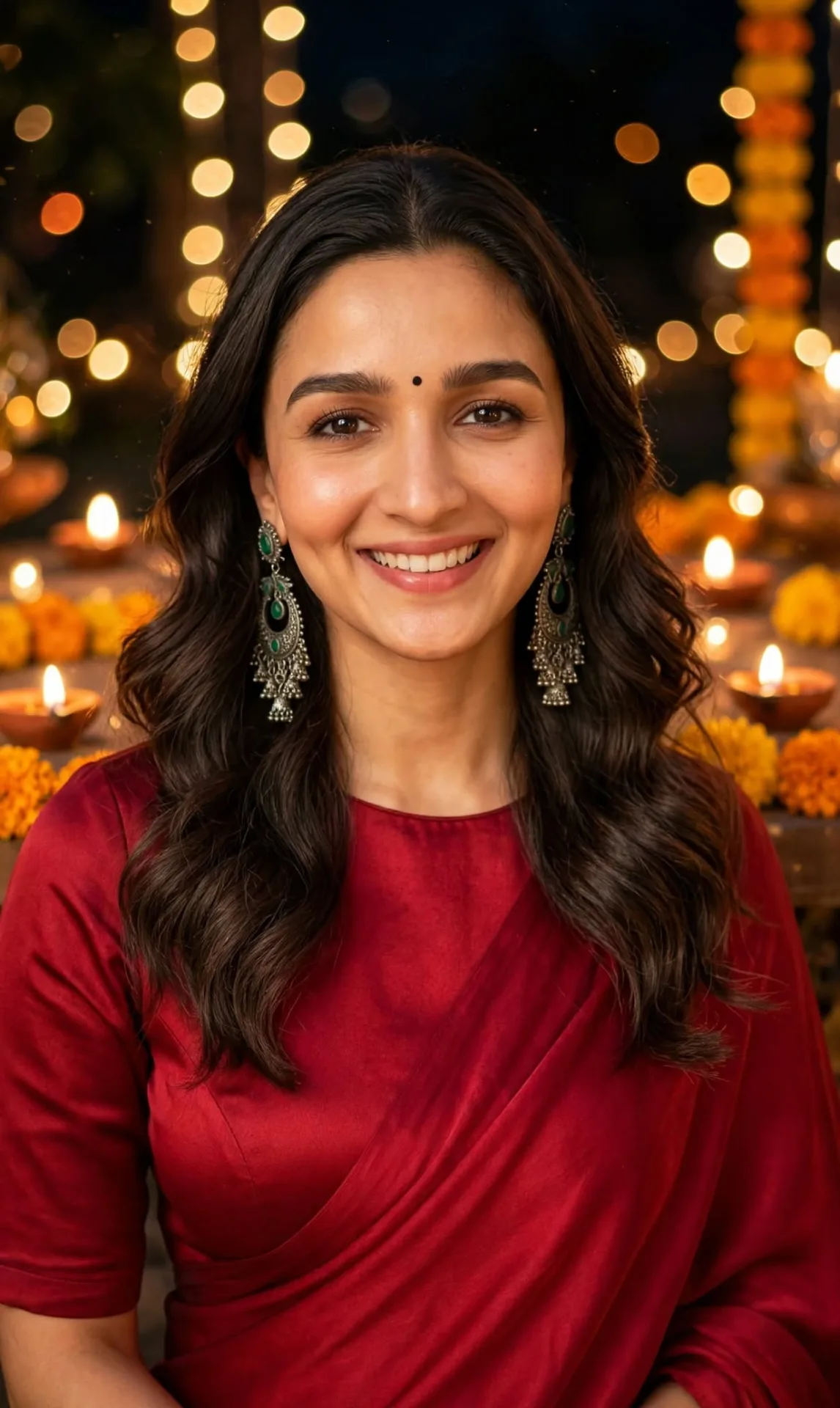 Elegant Indian Woman in Red Saree - Traditional Portrait