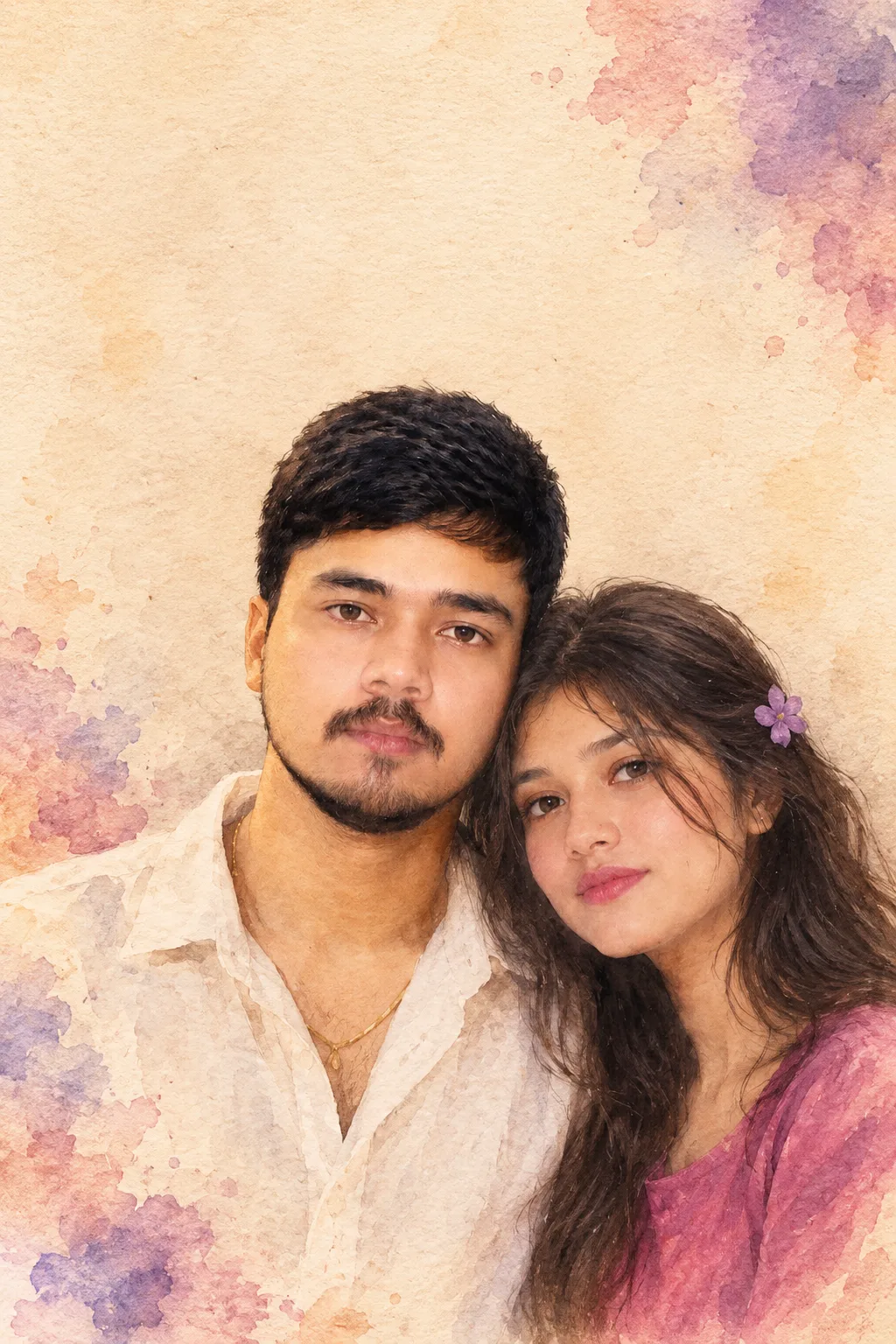 Watercolor Portrait of a Young Couple
