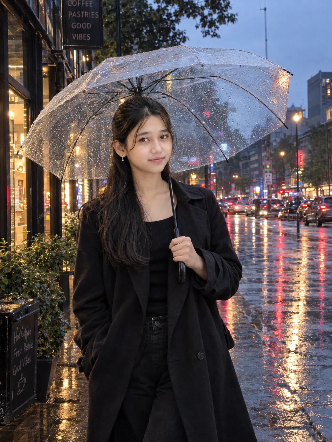 Cinematic Girl Rainy Street Mood