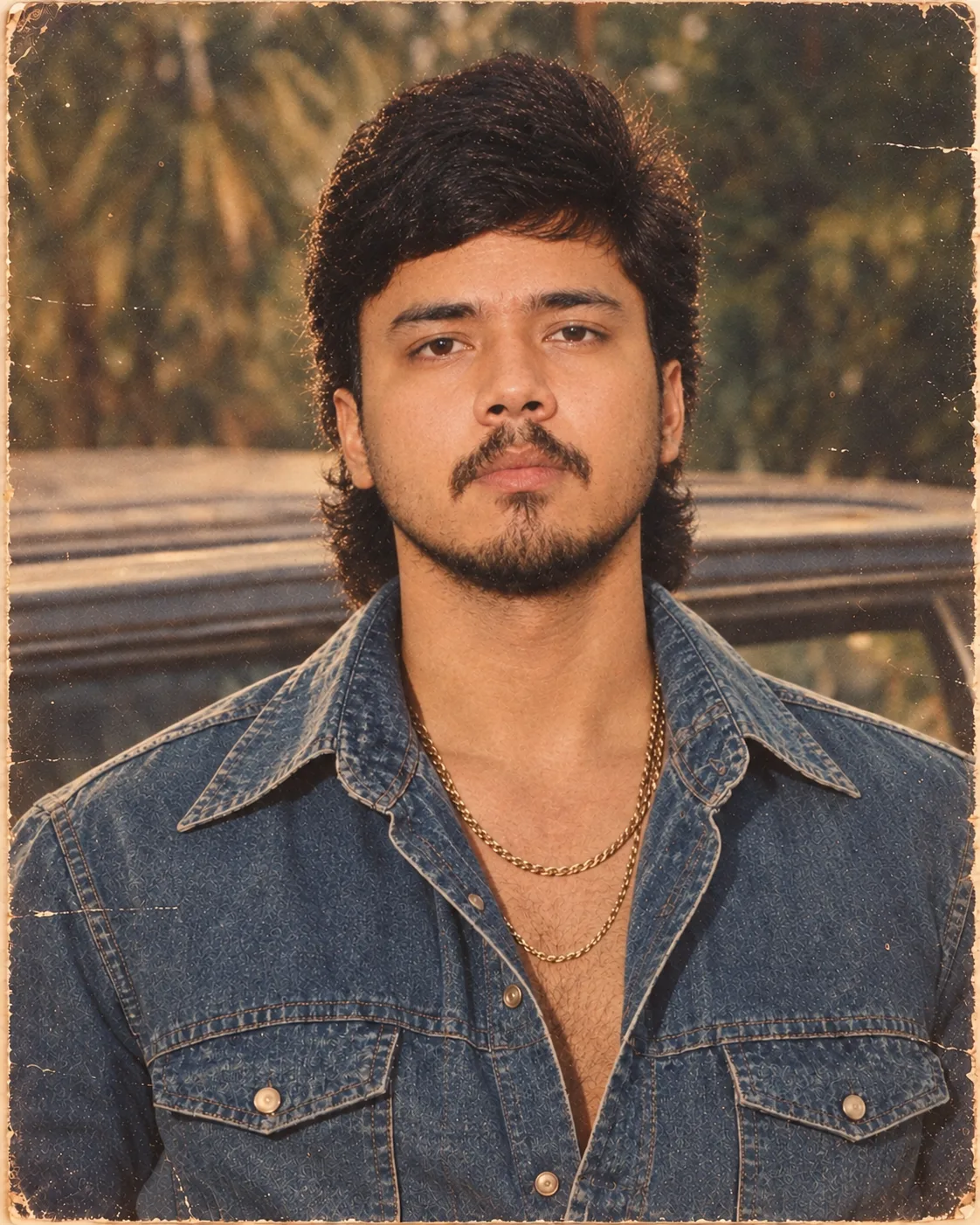 Vintage 1970s Retro Denim Portrait