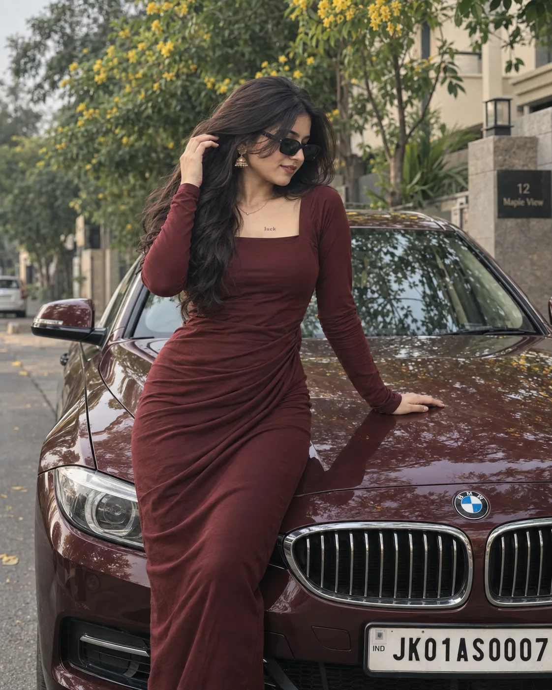 Ultra realistic cinematic outdoor portrait of a young Indian women