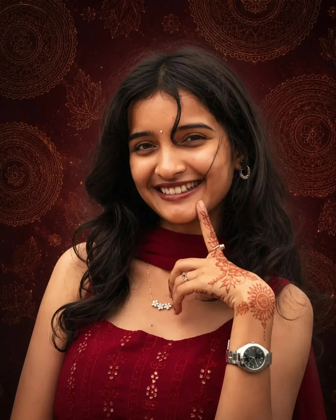 Maroon Mehndi Portrait