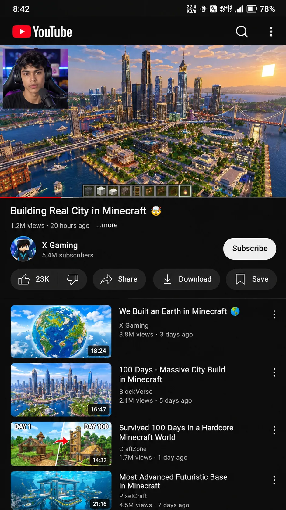 You tube gaming channel minecraft screenshot